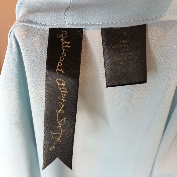 Petticoat Alley blue button down sheer bow blouse - Picture 5 of 11
